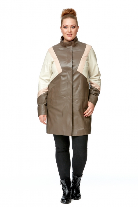 Женское кожаное пальто из натуральной кожи с воротником 8002042