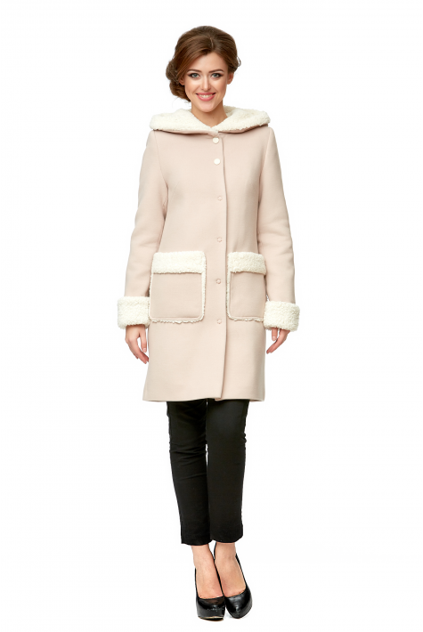 Женское пальто из текстиля с капюшоном 8002188