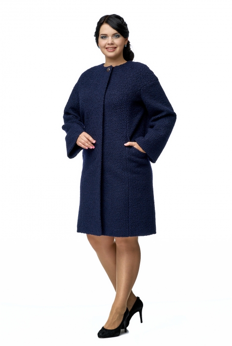 Женское пальто из текстиля без воротника 8002603