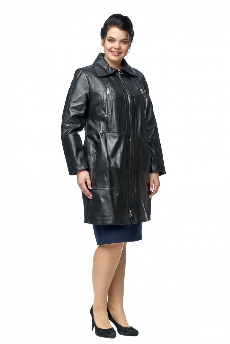 Женское кожаное пальто из натуральной кожи с воротником 8003202