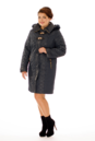 Женское пальто из текстиля с капюшоном, отделка песец 8015939-2