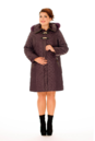 Женское пальто из текстиля с капюшоном, отделка песец 8015945-2