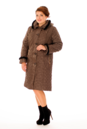 Женское пальто из текстиля с капюшоном, отделка норка 8015949-2