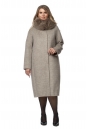 Женское пальто из текстиля с воротником, отделка песец 8019023-2