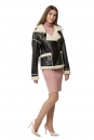 Женская кожаная куртка из эко-кожи с капюшоном, отделка искусственный мех 8019701-2