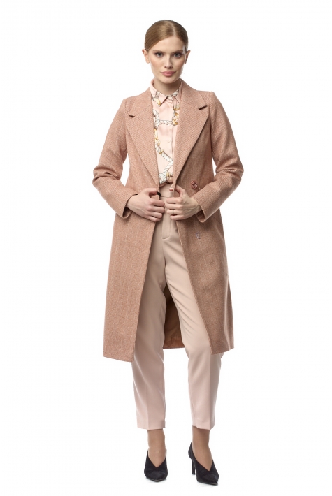 Женское пальто из текстиля с воротником 8021471