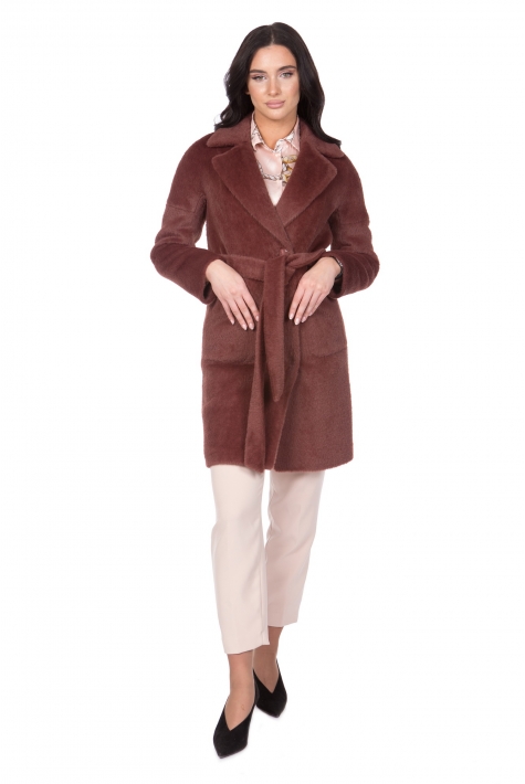 Женское пальто из текстиля с воротником 8021688