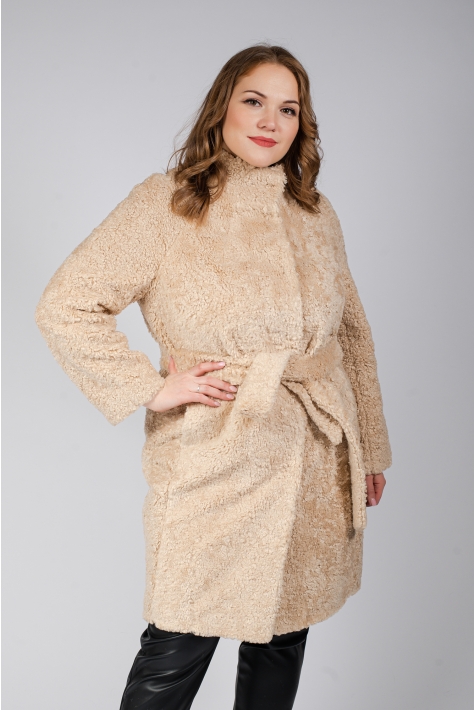 Женское пальто из текстиля с воротником 8023422