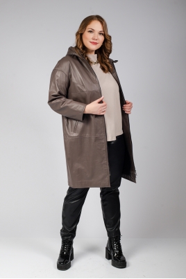 Длинное женское кожаное пальто из натуральной кожи с капюшоном