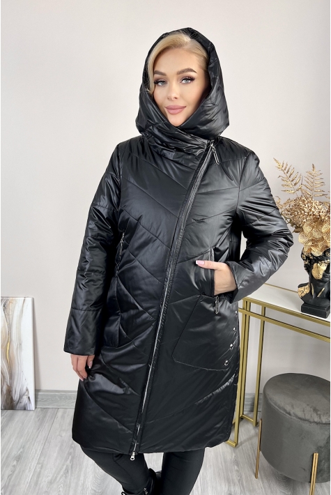 Женское пальто из текстиля с капюшоном 8024030