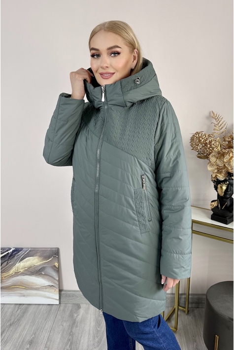 Женское пальто из текстиля с капюшоном 8024072
