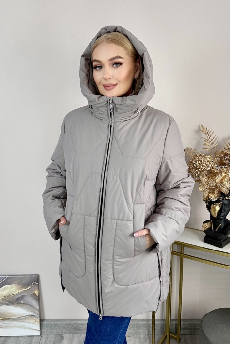 Женское пальто из текстиля с капюшоном 8024078