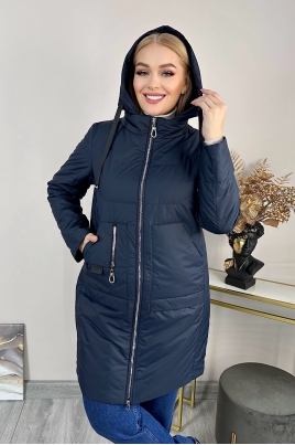 Длинное женское пальто из текстиля с капюшоном